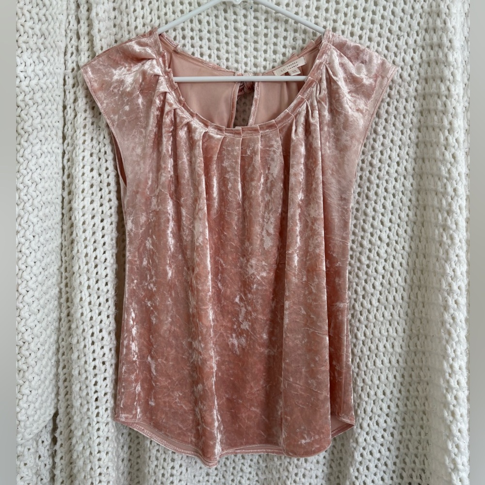 LC Lauren Conrad Crushed Velvet Pleat-Front Camisole in Blush